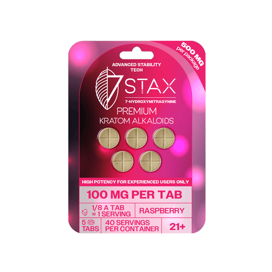 Premium 7 - OH Kratom Alkaloid Tablets (500mg - 5 Count) - Raspberry - 7Stax