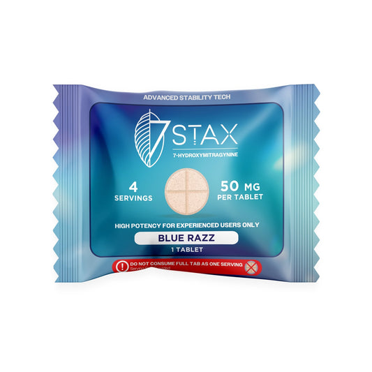 Premium 7 - OH Kratom Alkaloid Tablets (50mg - 1 Count) - Blue Razz - 7Stax