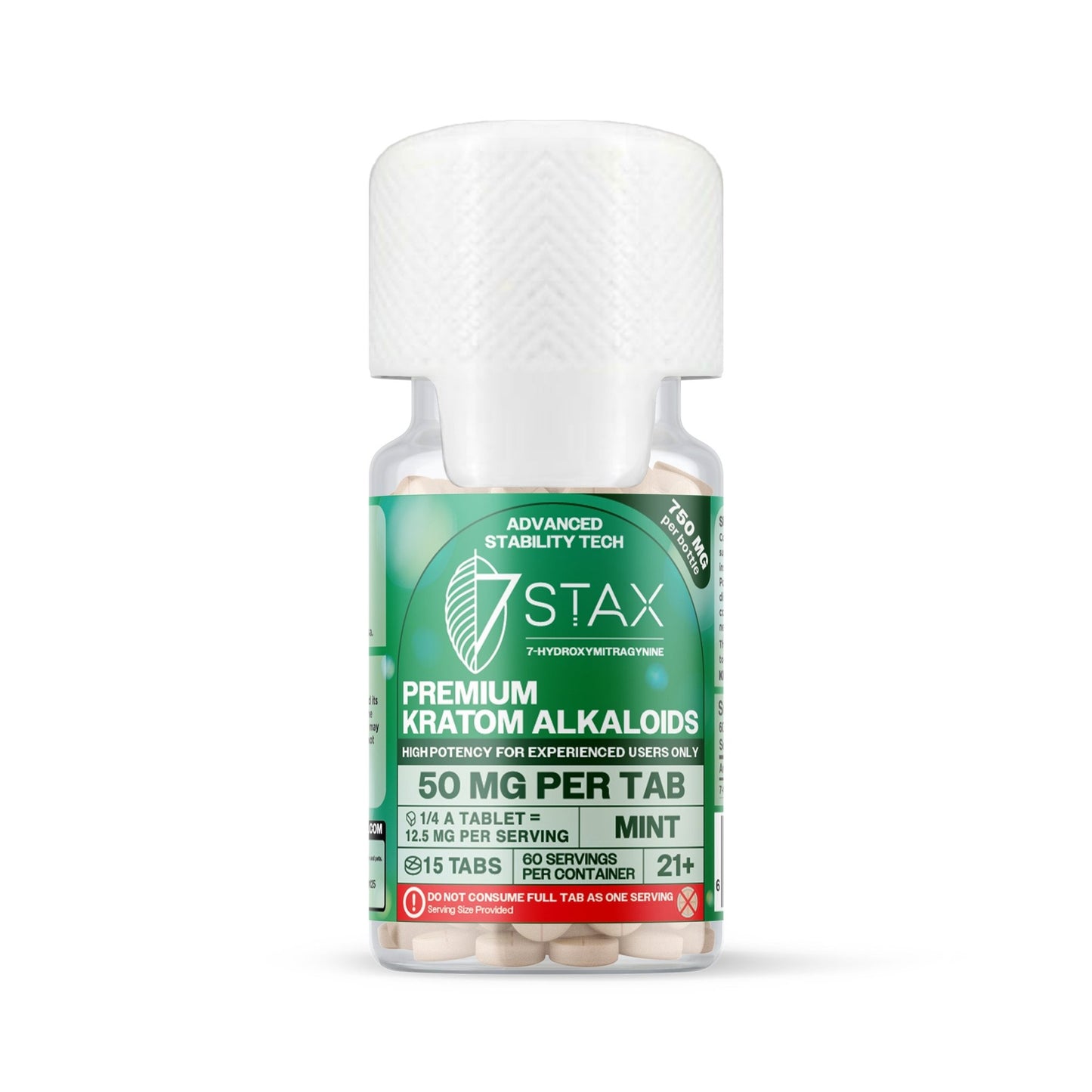 Premium 7 - OH Kratom Alkaloid Tablets (750mg - 15 Count) - Mint - 7Stax