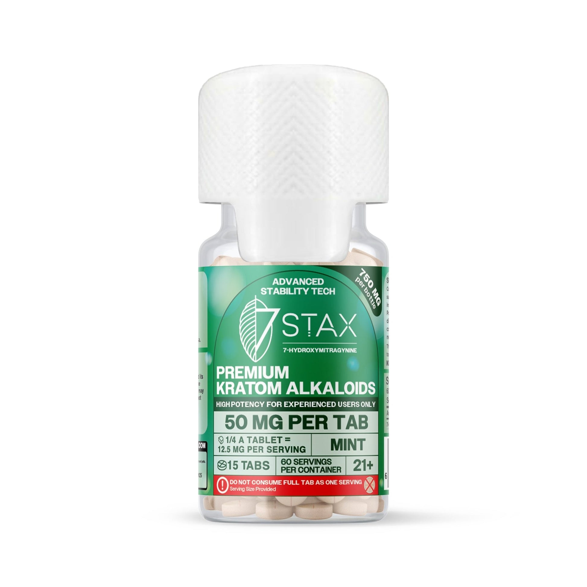 Premium 7 - OH Kratom Alkaloid Tablets (750mg - 15 Count) - Mint - 7Stax