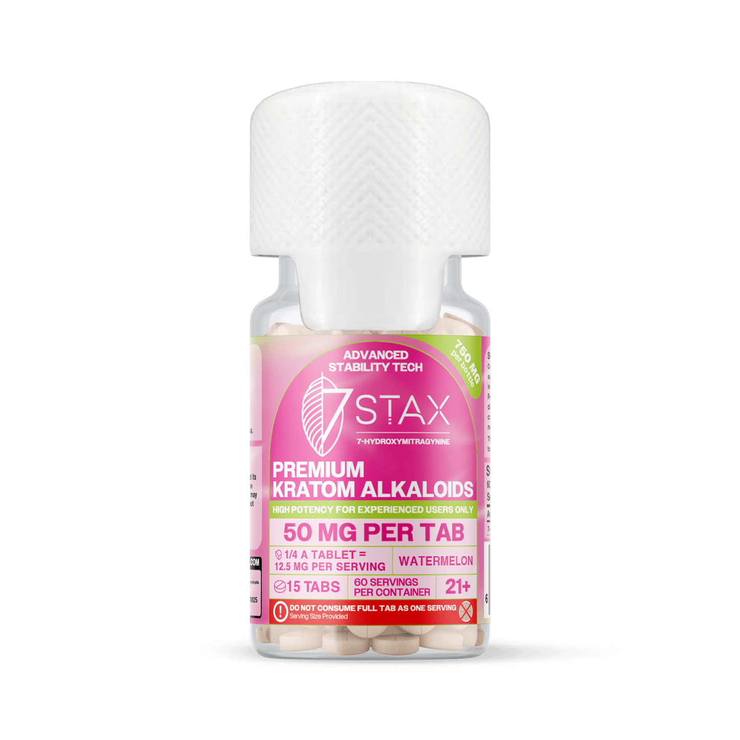 Premium 7 - OH Kratom Alkaloid Tablets (750mg - 15 Count) - Watermelon - 7Stax