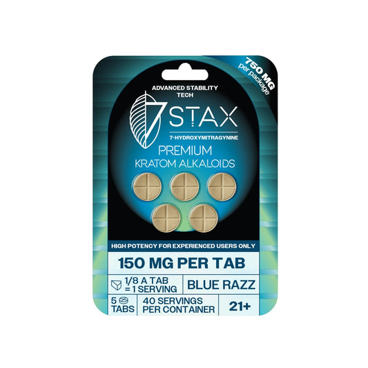 Premium 7 - OH Kratom Alkaloid Tablets (750mg - 5 Count) - Blue Razz - 7Stax