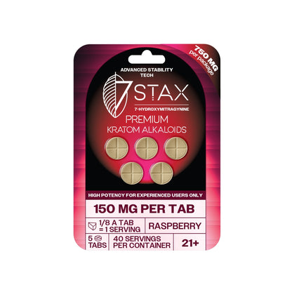 Premium 7 - OH Kratom Alkaloid Tablets (750mg - 5 Count) - Raspberry - 7Stax