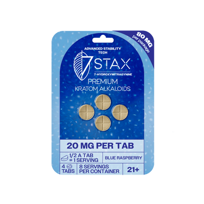 Premium 7 - OH Kratom Alkaloid Tablets (80mg - 4 Count) - Blue Raspberry - 7Stax