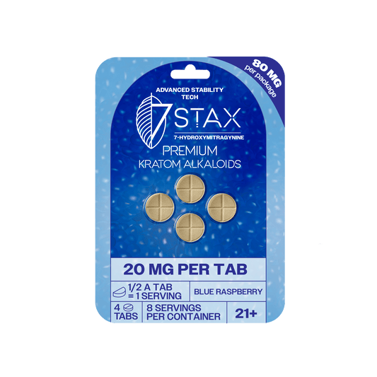 Premium 7 - OH Kratom Alkaloid Tablets (80mg - 4 Count) - Blue Raspberry - 7Stax