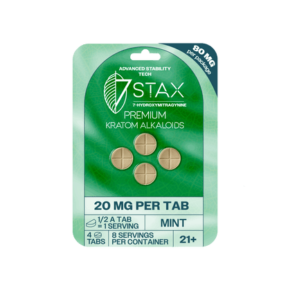 Premium 7 - OH Kratom Alkaloid Tablets (80mg - 4 Count) - Mint - 7Stax